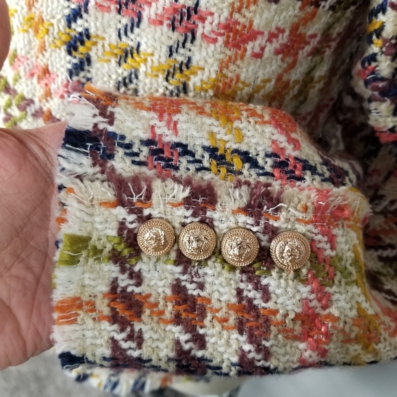 Mariely Paris Academia Distressed Multi-Colored Houndstooth Blazer Size 40/M - Picture 8 of 12